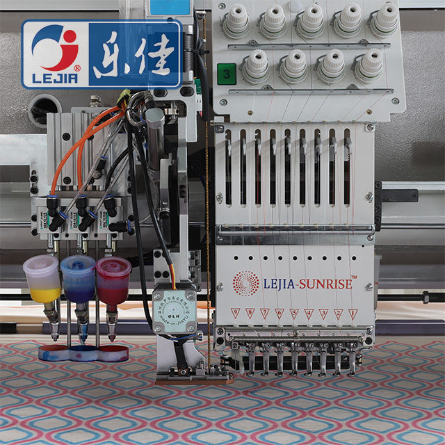 Lejia 3 Colors Spray Printing Mixed High Speed Embroidery Machine with cheap price