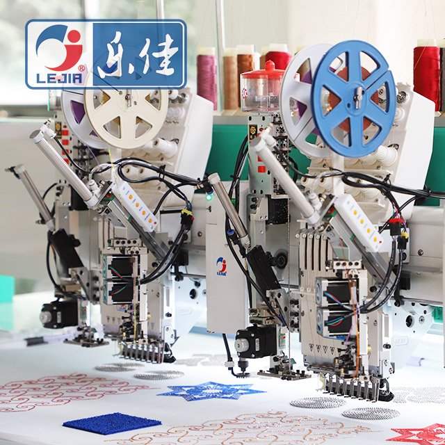 Lejia two heads flat mixed with double sequins+beads+chenille embroidery machine